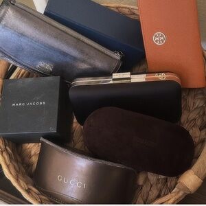 Lot 6 Items - Empty Glasses Cases, 1 Wallet coach ,1 case Watch